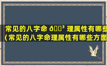 常见的八字命 🐳 理属性有哪些（常见的八字命理属性有哪些方面）